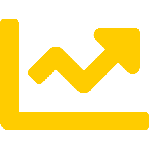 yellow symbol of a bar graph showing growth